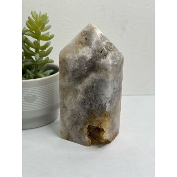 Agate with Pink Amethyst Druzy Tower - Picture 3 of 6